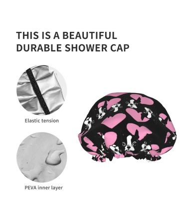 Women's Boston Terrier Dog Waterproof Shower Cap - Reusable Stretch Hem, Double Layers | Bath Cap - Buy Online on GoSupps.com