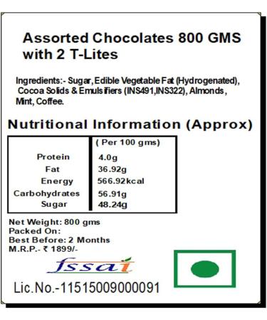 Jaiccha Ghasitaram Diwali Gifts Chocolate - Assorted Chocolates 800 GMS with 2 T-Lites - Buy Online on GoSupps.com