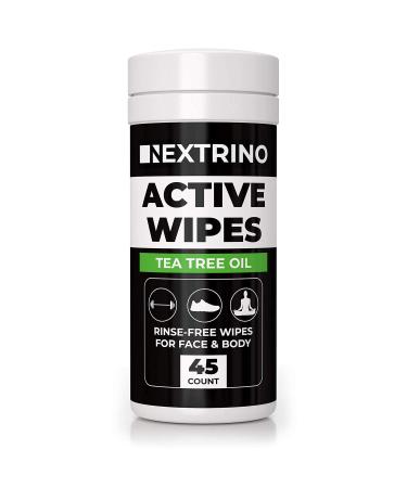 Nextrino Body Wipes For Adults, Men & Women - Biodegradable Tea Tree Oil Cleansing Towelettes - Gym, Workout, Camping, Travel Shower Wipe (45 Wipes) 1