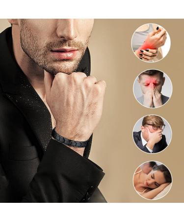 Vicmag Men Magnetic Bracelet- Single-Row Black Titanium Steel 3500 Gauss Wristband, Includes Adjustment Tool & Gift Box - Ultra Strength Magnet Jewelry - Buy Online on GoSupps.com