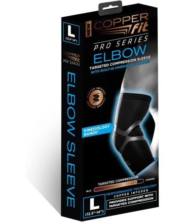Copper Fit Pro Series Compression Elbow Sleeve - Large Black with Copper Trim - Buy Online on GoSupps.com