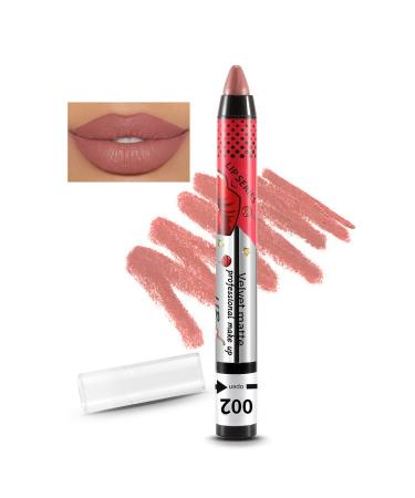 Boobeen Matte Lip Liner Pencil Nude Lip Stick Velvety Creamy Matte Lip Crayon Full Coverage Lip Stain High Pigment Waterproof No Smudge Lipstick for Women Smooth Matte Lip Color Makeup C-02