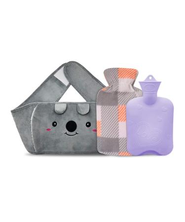 Hot Water Bag,Hot Water Bottle Rubber Warm Water Bag Pouch with Soft Waist Cover for Neck and Shoulder, Back,Hand, Legs, Waist Warm Purple