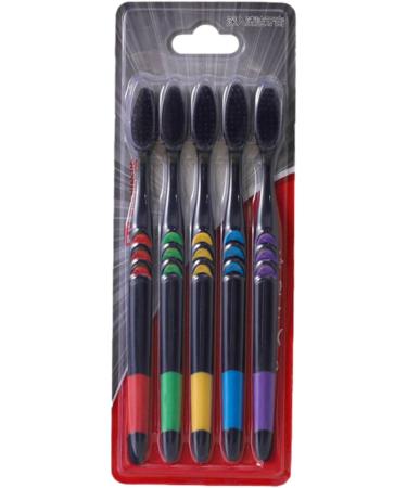Wobblo Charcoal Toothbrush Pack for Adults | 5 Soft Bristle Bamboo Brushes | Ultraica Eco-Friendly Oral Care - Buy Online on GoSupps.com