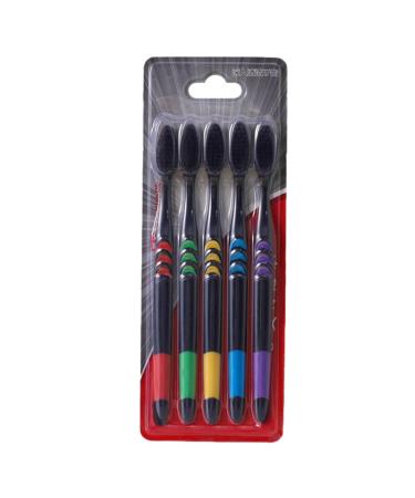 Rurunklee Soft Toothbrush Set for Adults - 5 Bamboo Charcoal Ultra-Frame Bristles in Colorful Designs | Eco-Friendly Oral Care - Buy Online on GoSupps.com