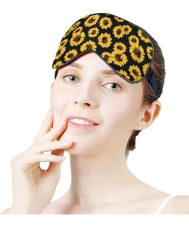Floral Black Yellow Flowers Sunflower Sleep Eye Mask for Men and Women - Soft and Breathable Blindfold for Travel, Yoga, Nap - Blocks Out Light - 1 Count - Buy Online on GoSupps.com