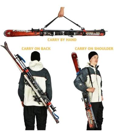 Athletrek Ski and Pole Carrier Strap 2 Pack - Protect Skis with Cushioned Hook and Loop - Bonus Ski Boot Carrier Included - Buy Online on GoSupps.com