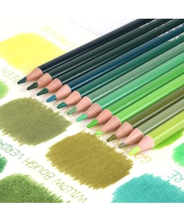 Qianshan 12 Green Oil-Based Pre-Sharpened Colored Pencils Set for Adults - Ideal for Coloring, Drawing, and Sketching - Buy Online on GoSupps.com