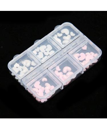 Nail Art Decoration Pink and White Heart Shape Nail Art Accessories Cute 3D Safe for DIY - Buy Online on GoSupps.com