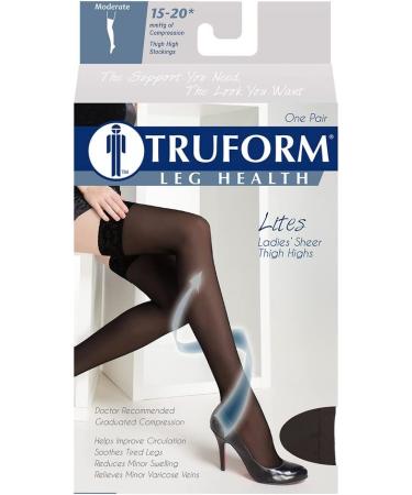 Truform Sheer Compression Stockings 15-20 mmHg Women's Thigh High 20 Denier Nude - Size Large - Buy Online on GoSupps.com