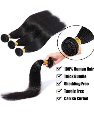 Brazilian Human Hair 3 Bundles - Straight Virgin Weave Extensions | 100% Real Natural Black Hair (10 12 14) - Buy Online on GoSupps.com