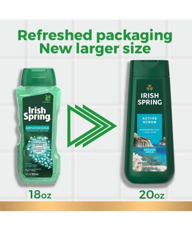 Irish Spring Men's Active Scrub Exfoliating Body Wash 20 Fl oz (Pack of 4) - Buy Online on GoSupps.com