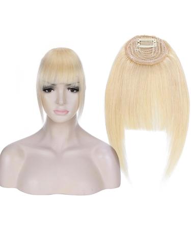 Bangs Clip in Bangs Real Human Hair Bangs for Women Clip on French Bangs Real Hair Nice Natural Flat Neat Bangs with Temples 1Pcs for Women Curved Bangs for Daily Wear (Color : #613)