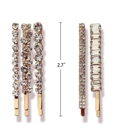 CatYou Crystal Hair Pins Set - 5 Pieces Metal Rhinestone Bobby Pins for Women & Girls - Sparkly Glitter Hair Clips - White Hair Accessories - Buy Online on GoSupps.com