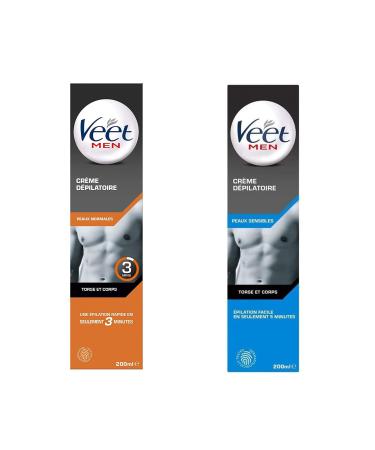 Veet Men - Lot de Cr mes D pilatoires 200 ml Peaux Normales et Peaux Sensibles (Cr mes D pilatoires Peaux Sensibles & Normales)
