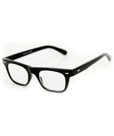 Dapper Geek-Chic Designer Fashion Reading Glasses for Youthful Men who Read in Style. Black 1.25 +1.25 Black