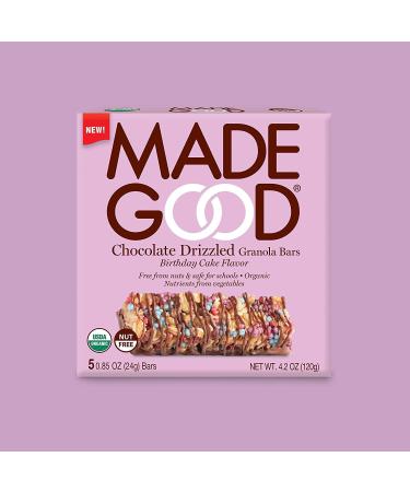 Buy MadeGood Organic Birthday Cake Chocolate Drip Vegan Bars - Delicious Healthy and Vegan Treats for International Shipping - Buy Online on GoSupps.com