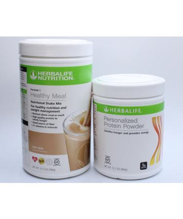 HERBALIFE (Duo) Formula 1 Healthy Meal Nutritional Shake Mix (Cafe Latte) with Personalized Protein Powder