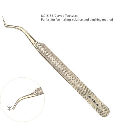 Ms. Queen Professional Lash Tweezers for Mega Volume Mink Extensions - S-Curved/M015-3 - Buy Online on GoSupps.com