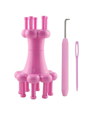 HJ Garden 1 Set Double-Head DIY Knitting Tool Knit Spool Loom Set Knitting Yarn Wool Rope Hook  Pink Double-head Pink
