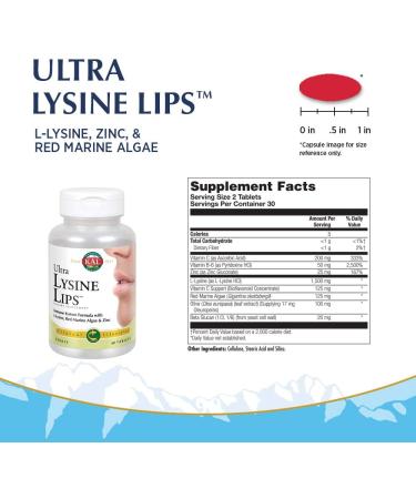 Kal Ultra Lysine Lips Tablets 60 Count - Boost Immunity and Support Lip Health - Buy Online on GoSupps.com