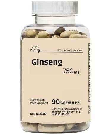 Ginseng Root Extract Capsules 750 mg 90 Vegan Capsules Natural Energy Cognitive Support & Immune Booster Gluten-Free