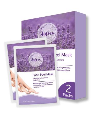 Foot Peel Mask - 2 Pack - Exfoliates Calluses Cracked Heel Dry Toes and Dead Skin - Makes Your Feet Baby Soft and Smooth - Lavender Scented - For Men and Women