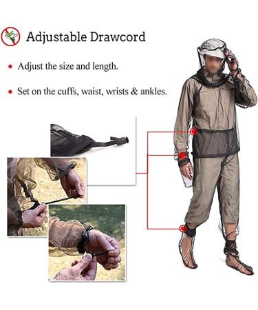 Bug Jacket XL - Anti Mosquito Netting Suit with Ultra-fine Mesh Pants, Mitt Socks, and Zippered Hood for Men and Women - Includes Free Carry Pouch - Ideal for Hunting and Fishing - Buy Online on GoSupps.com