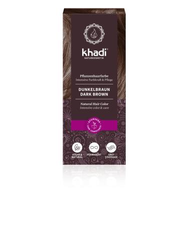 Khadi plant hair color hair color for deep shiny dark brown to strong black brown natural hair color 100% vegetable natural & vegan natural cosmetics 100g dark brown (1 Pack) - Buy Online on GoSupps.com