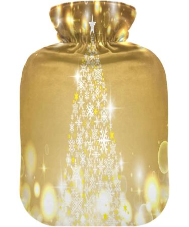 KCLDECI 2L Hot Water Bottle with Cover - Sparkling Golden Christmas Design for Foot Warmer Pain Relief & Hot/Cold Therapy - Ideal for Cramps - Buy Online on GoSupps.com