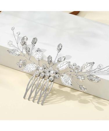 Vakkery Wedding Hair Comb Silver Crystal Flower Hair Combs Slides Bridal Hair Accessories for Women and Girls - Buy Online on GoSupps.com