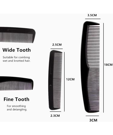 NuAngela Styling Comb Set Cutting Combs Clipper Rat Tail Hair Beard Comb Wide and Fine Tooth Hair Dressing Comb For Women Men Parting Teasing Professional Barber Comb (BLACK 2) - Buy Online on GoSupps.com
