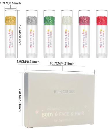 Glitter Body Stick Shimmering Gel with 6 Colors | Glitter Makeup | For Concerts Parties Clubbing Halloween Carnival Christmas and Fairy Tale Themes - Buy Online on GoSupps.com