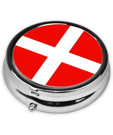 Buy Denmark Danish Flag Portable Metal Pill Box | Mini 3-Compartment Design for Travel | Perfect for Small Pills - Buy Online on GoSupps.com