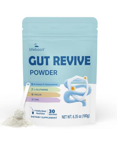 Lifebooil Leaky Gut Powder with L-Glutamine, Prebiotic, Licorice, Slippery Elm Bark for Gut Health & Digestive Health, Super Gut Powder Unflavoured - (30 Servings, 6.30 Oz)