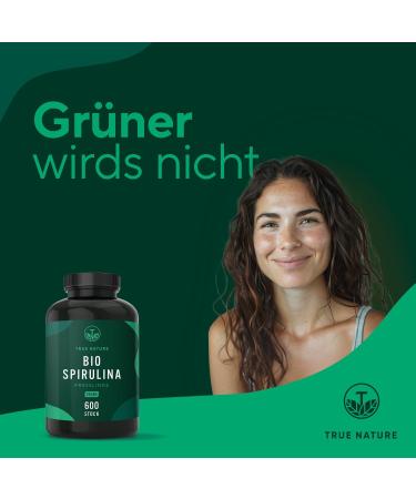 Bio Spirulina Tablets - 600 High-Dose 100% Pure Organic Algae - Vegan & Lab Tested - True Nature  - Buy Online on GoSupps.com