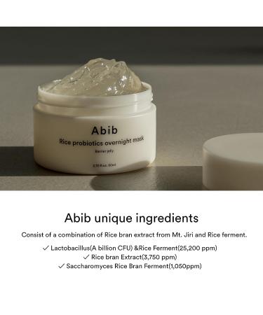 Abib Rice Probiotics Overnight Mask Barrier Jelly 2.71 fl oz - Hydrating & Nourishing for Bouncy Skin Texture - Buy Online on GoSupps.com