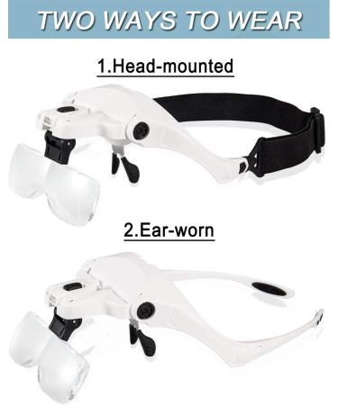 Headband Magnifier Glasses - 5 Replaceable Lenses 1.0X 1.5X 2.0X 2.5X 3.5X - magnifying glass with light Hands Free Head Worn Lighted Magnifying Glasses for Reading Jewelry Loupe Watch & Electronic Repair - Buy Online on GoSupps.com