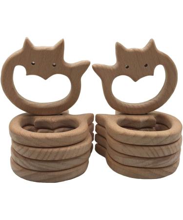 Wendysun 5pcs Cartoon Wood Teether Set - Natural Animal Bat Shape Baby Teething Beech Teether DIY Toy - Buy Online on GoSupps.com