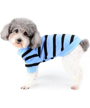 Zweitea Dog Shirts for Small Dogs - Summer Striped T-Shirt Soft Cotton Puppy Clothes with Love Heart Design Blue L - Ideal Chihuahua Pullover - Buy Online on GoSupps.com