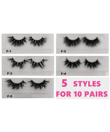 U-Hotmi Mink Lashes 15-20mm Fluffy 5D Eyelashes Wholesale - 10 Styles, Natural Look, Pack of 10 Pairs - Buy Online on GoSupps.com