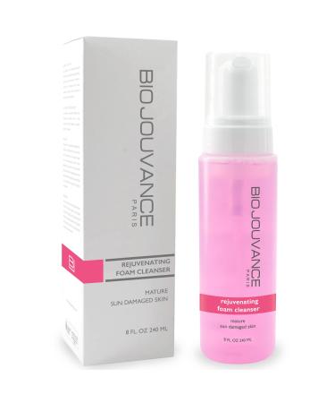 Rejuvenating Foaming Facial Cleanser 8oz / 240ml - For Mature/Sun Damaged Skin | Gentle Foam Face Wash & Makeup Remover | Daily Skin Care Treatment Regimen | Made in France