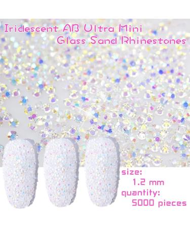 5000PCS Mini Ultra Tiny 1.2mm AB Shine Iridescent Crystals Micro Diamond Glass Sand Rhinestone for Nail Art & DIY Craft - Beauty Makeup Essential - Buy Online on GoSupps.com