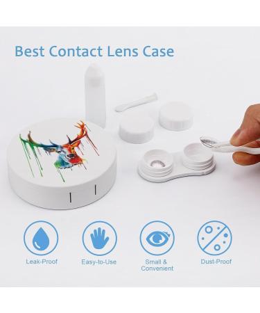 Watercolor Reindeer Contact Lens Case - Portable Travel Kit with Mirror for Outdoor Use - Buy Online on GoSupps.com