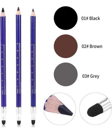 Eyebrow Pencil with Eyebrow Brush Black Brown Gray Double-ended Waterproof Eyebrow Pen Automatic Makeup Tool 19cm (Black) - Buy Online on GoSupps.com