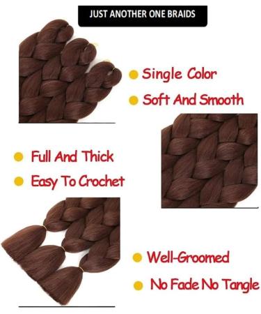 Just Another One 24inch Hair Extensions for Jumbo Braiding Colourful Pre Stretched Hair Heat Resistant Yaki Synthetic African Box Braids Crochet Twist hair for Women Girls & Unisex Medium Brown 27 Medium Brown 24 inches - Buy Online on GoSupps.com