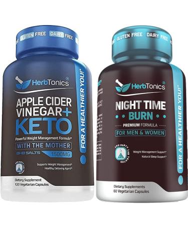 Apple Cider Vinegar Plus Keto BhB Salts with Night Time Fat Burner Bundle