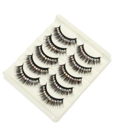 FOMIYES 10 Pairs Diamond False Eyelashes Colored Rhinestones Natural False Eyelashes False Eyelashes with Rhinestones Exaggerated Eyelashes Gems Eyelash Fake Eyelashes Fake Lashes Black
