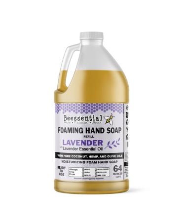 Beessential All Natural Foaming Hand Soap Refill Bulk, 64 oz Lavender | Made with Moisturizing Aloe & Honey - Made in the USA