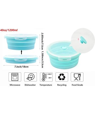 DASAWAN 40oz Camping Bowl with Lid, Portable Collapsible Silicone Bowl & Stainless Steel Cutlery Set - Travel & Camping Accessories, Large 1200ml Bowl, Blue - Buy Online on GoSupps.com